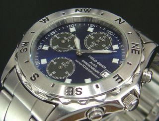 Seiko Alba Field Gear Chronograph Quartz Mens Blue Watch V657 Japan