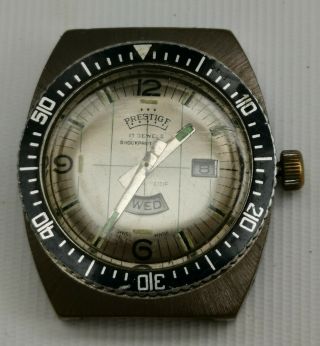 Vintage 1970s Prestige Swiss Made 17 Jewel Day Date Gents Diving Wrist Watch 2