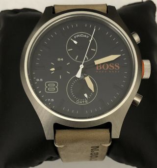 Men’s Hugo Boss 1550021 Amesterdam Leather Strap Stainless Steel Wristwatch: