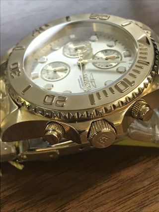 1774 Invicta Pro Diver 18k Gold Plated Ss Chronograph Champagne Dial $695 Watch