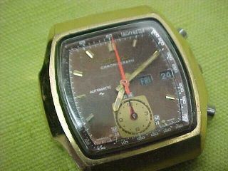 Vintage Men ' s Seiko 7016 - 5029 Monaco Pusher Chronograph Automatic Tachymeter Run 11