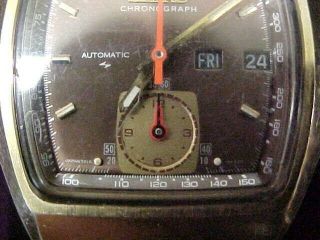 Vintage Men ' s Seiko 7016 - 5029 Monaco Pusher Chronograph Automatic Tachymeter Run 4