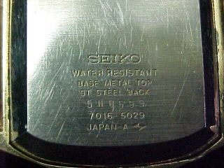 Vintage Men ' s Seiko 7016 - 5029 Monaco Pusher Chronograph Automatic Tachymeter Run 8