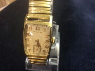 Vintage Hamilton Watch The Donald 14k Solid Gold Wristwatch 19 Jewel 982 Mvt
