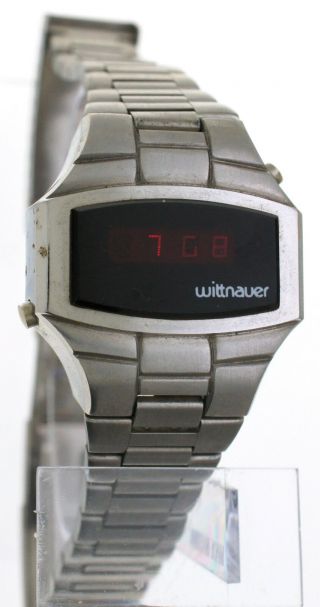 Rare Vintage Longines Wittnauer Polara Red Led Quartz Stainless Steel Watch
