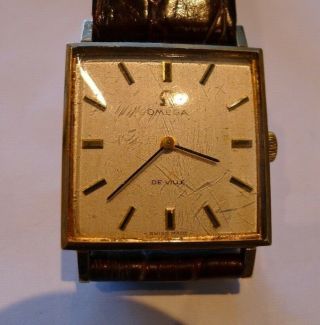 Omega De Ville Square Mid Size Vintage Mechanical Wristwatch 9kt Gold