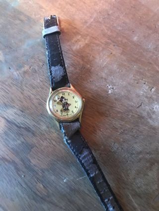 Vintage Walt Disney Production Minnie Mouse Character Watch Rare Leather Band