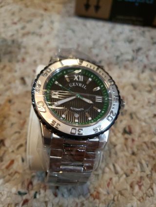 Gevril Men ' s 3111B Seacloud Swiss Automatic Stainless Steel Date Wristwatch 2