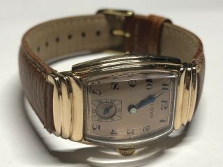 Rare Vintage Bulova 10ba Mens Watch – Fancy Ribbed Rose Gold On Stainless Steel