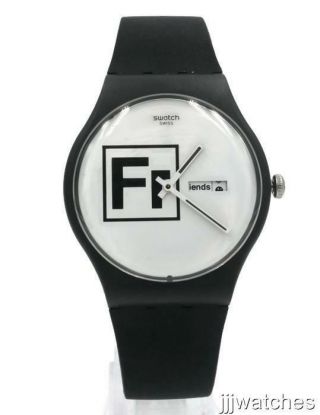 Swatch Originals Fritz Black Silicone Watch 41mm Suob722 $75