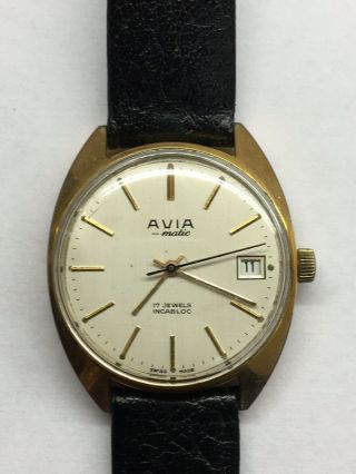Mens Vintage Avia - Matic 17j Incabloc Swiss Made Mechanical Automatic Wrist Watch