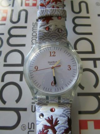 Swatch Geisha Tree Suok126 2007 Jelly In Jelly 38mm Textile Over Leather