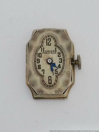 Very Art Deco 18k White Gold Diamond Gruen Precision Ladies Wrist Watch 6