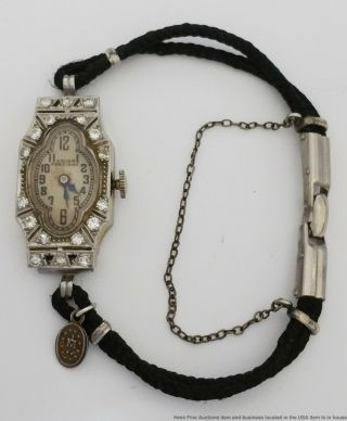 Very Art Deco 18k White Gold Diamond Gruen Precision Ladies Wrist Watch 9