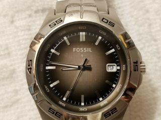 Fossil Black Dial Watch Stainless Steel Swiss Parts One Jewel Luminous Hands