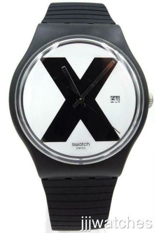 Swiss Swatch Originals Xx - Rated Black Silicone Date Watch 41mm Suob402 $75