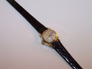 Vintage OMEGA Ladymatic 17 Jewel 455 14K Solid Gold Watch w/Crocodile Strap 4