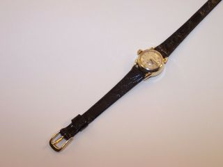 Vintage OMEGA Ladymatic 17 Jewel 455 14K Solid Gold Watch w/Crocodile Strap 8