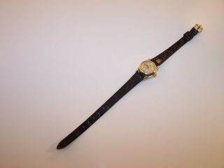 Vintage OMEGA Ladymatic 17 Jewel 455 14K Solid Gold Watch w/Crocodile Strap 9