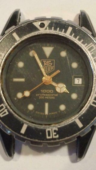 Vintage TAG Heuer Professional 1000 Black & Gold Ladies Divers Watch - 980.  028N 7