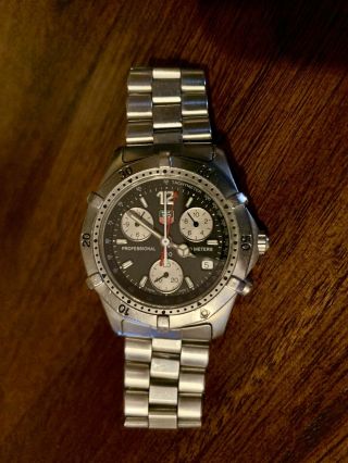Tag Heuer 2000 Classic Professional Ck1110 Watch Mens Black Silver Chronograph