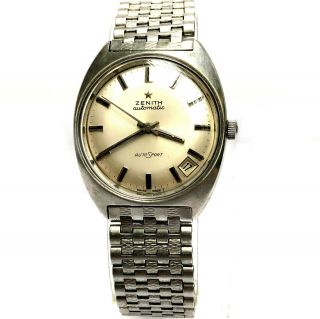 Vintage Zenith Automatic Autosport Cal.  2552 Pc Date Stainless Steel Men 