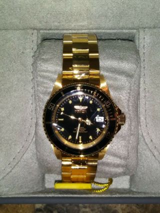 W Tags Mens Invicta 8929ob Pro Diver Gold Black Automatic Watch