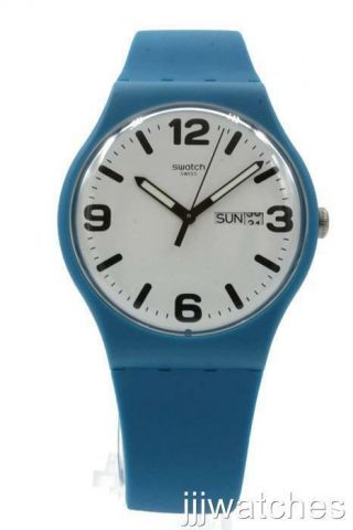 Swatch Originals Costazzurra Day/date Matte Blue Silicone Watch 41mm Suos704 $75