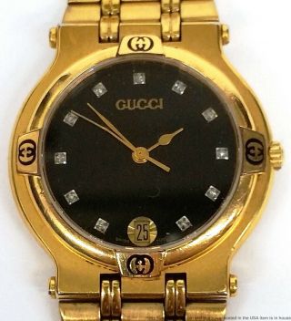 Gucci Diamond Dial 9200m Vintage Unisex Ladies Designer Date Watch