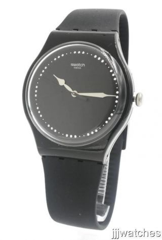 Swatch Power Tracking Alcala Black Silicone Band Watch 42mm Suob131 $75