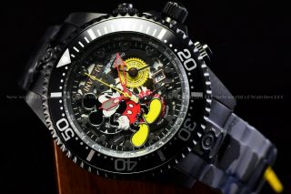 Invicta 47mm Limited Ed Grand Diver Micky Mouse Chrono Black Swiss Quartz Watch 7