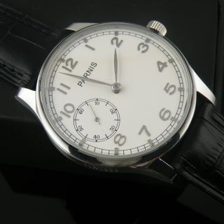 44mm Parnis White Dial Mechanical Hand - Winding Vintage Mens Watch 6497