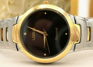 Mens Lorus Diamond Two Tone Wrist Watch Gold Plate Lr3373
