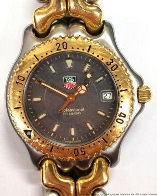 Tag Heuer Professional Wg1120 - Ko Two Tone Vintage Mens Huge Sport Watch