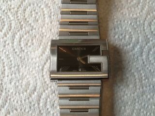 Gucci G Rare Large 38mm Diameter Black Face Gentlemens Wristwatch.