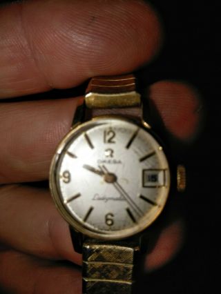 Vintage Omega Ladymatic W/ Date 14k Gold Filled Watch Runs