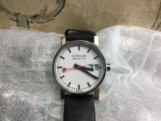 Mondaine Women’s Official Swiss Railway Watch W/ White Dial & Black Leather Band 3