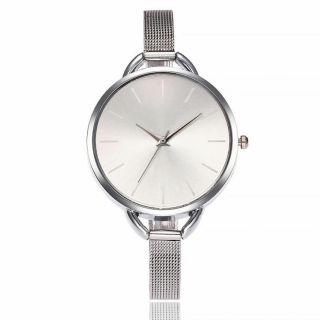 Female Watch Women Mesh Stainless Steel Fashion Crystal Glass Round Alloy Buckle