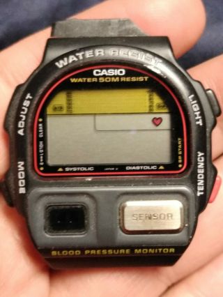 Vintage Casio Blood Pressure Watch Bp - 100 Made In Japan Needs Battery & Band