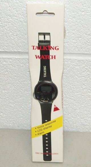 Nos Rare Vtg 1991 " Talking " Lcd Wrist Watch (english Language)