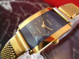 Rado " Florence " 153.  3606.  2n Ladies Gold Black Vintage Watch Swiss Qz