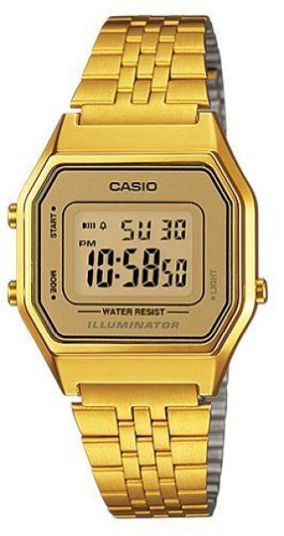 Casio Ladies Digital Day & Date Stainless Steel Watch,  Gold,  La680wga - 9df