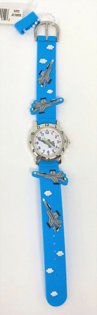 Kids Time Teaching Watch Jets With Second Hand - Blue Band With Gray Jets