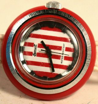 Very Rare Ingersoll Womens Wrist Watch Red And White Diner Style Dial Plastic