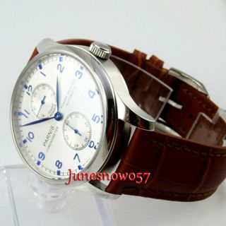 Classic PARNIS 43mm Automatic Mens Watch Power Reserve Leather Strap Steel Case 5