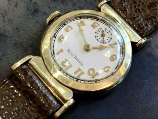 Vintage Hamilton Men ' s wristwatch art deco Prescott driver ' s runs cal.  987 E 3