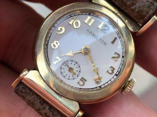 Vintage Hamilton Men ' s wristwatch art deco Prescott driver ' s runs cal.  987 E 5