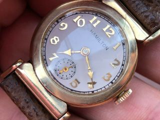 Vintage Hamilton Men ' s wristwatch art deco Prescott driver ' s runs cal.  987 E 6