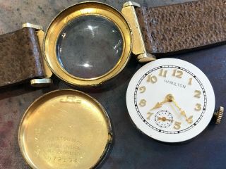 Vintage Hamilton Men ' s wristwatch art deco Prescott driver ' s runs cal.  987 E 8