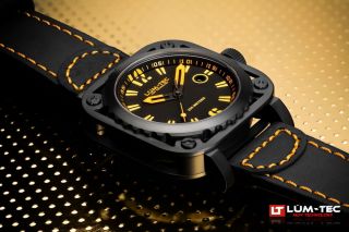 Lum - Tec Watch G7 Mens Orange & Black Leather Limited Edition Authorized Dealer